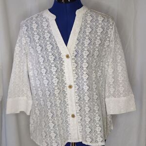 NWOT PL  Rebecca Malone Petites  Intricate pattern 3/4 sleeves summer jacket.